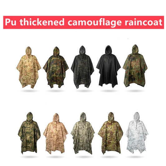 Poncho de Pluie Tactique Militaire - Imperméable, Polyvalent, avec Capuche Ajustable et Sac de Rangement BLACKBEARD OUTDOOR INDUSTRIES