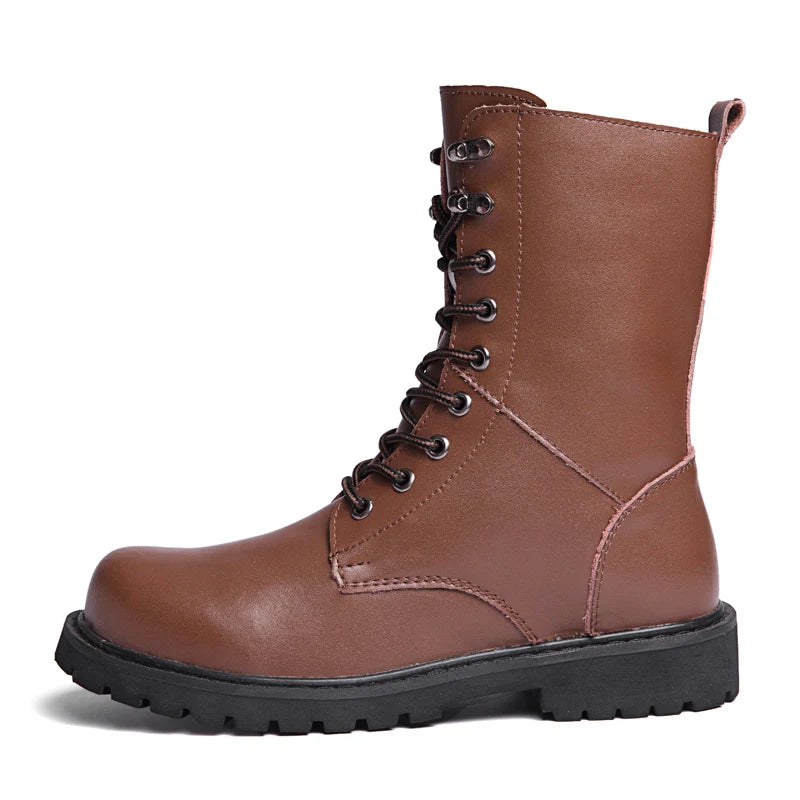 Boots Homme Cuir Véritable Fourrées – Mi-Mollet Lacets Hiver Outdoor