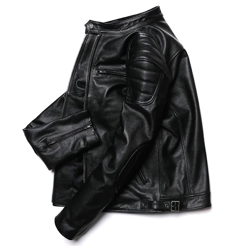 Blouson Homme Moto Classique en Cuir Véritable - BLACKBEARD OUTDOOR INDUSTRIES