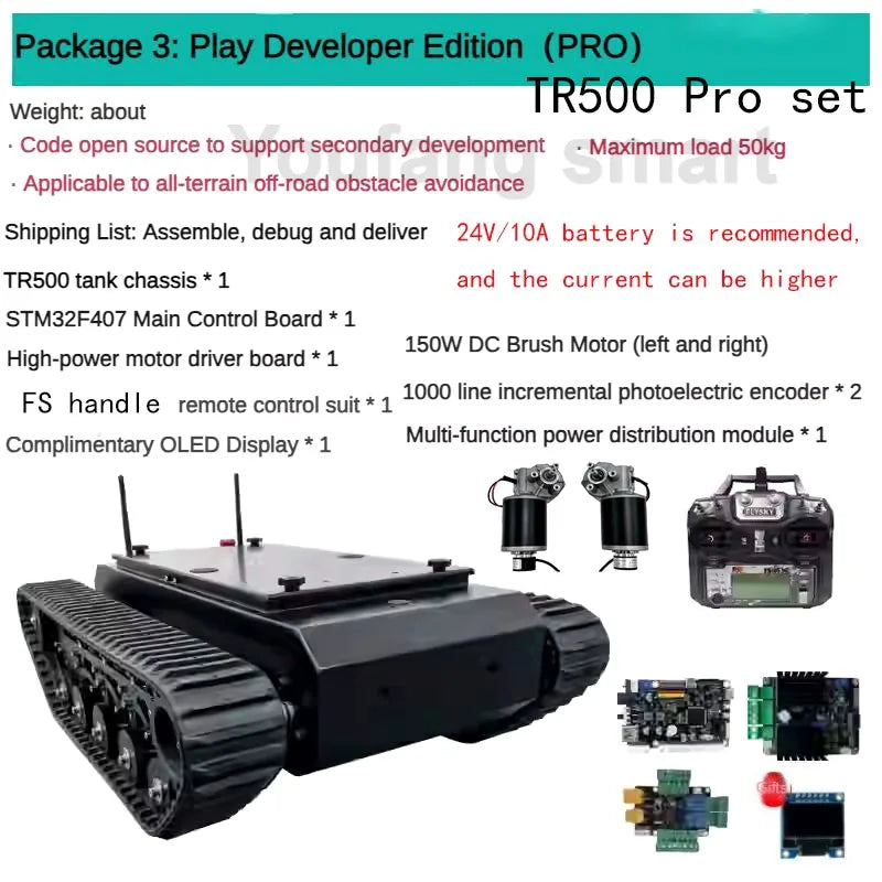 Châssis Robot Chenillé TR500 50 kg — STM32 Programmable — Police, Déminage, Sauvetage, R&D & Robotique - BLACKBEARD OUTDOOR INDUSTRIES