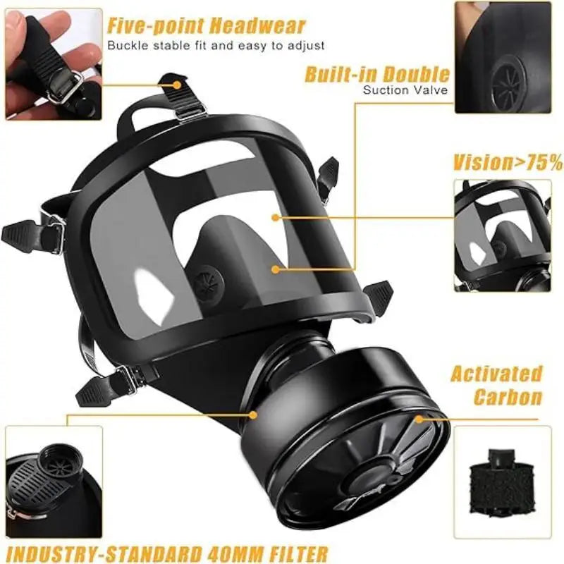 Masque à Gaz Plein Visage MF14 — Respirateur Chimique Filtre Charbon Actif - BLACKBEARD OUTDOOR INDUSTRIES
