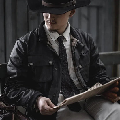 Men's Cargo Safari Oil Wax Jacket Waterproof England Casual Autumn Outwear Multi Pocket Corduroy Collar Wear Resistant Jackets BLACKBEARD OUTDOOR INDUSTRIES