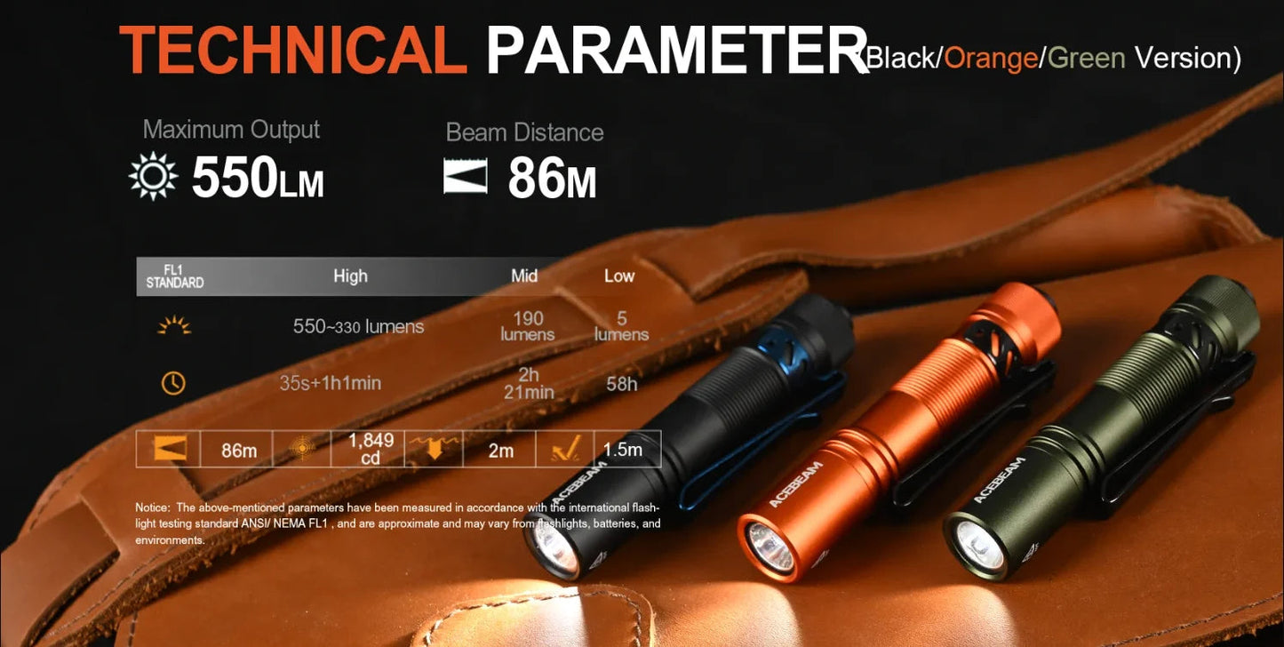 ACEBEAM pokelit AA 14500 flashlight AA torch 950 lumen Ma boutique