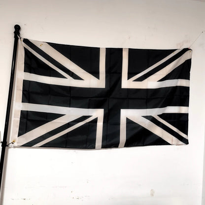 Drapeau Union Jack UK Noir et Blanc en Polyester - 90x150 cm - Décoration Extérieure et Intérieure BLACKBEARD OUTDOOR INDUSTRIES