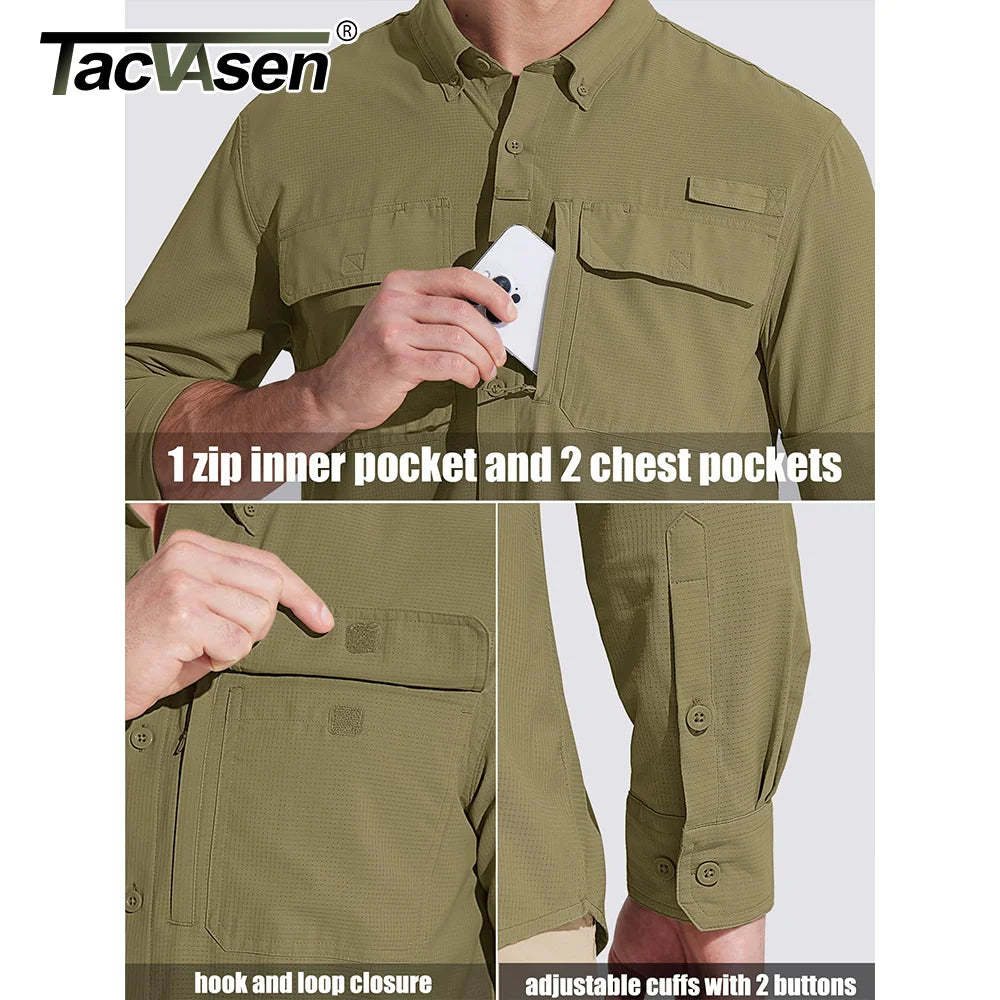 Chemise Tactique Homme TACVASEN ST144 – UPF 50+ Manches Longues | Séchage Rapide | Respirante | Multi-poches - BLACKBEARD OUTDOOR INDUSTRIES
