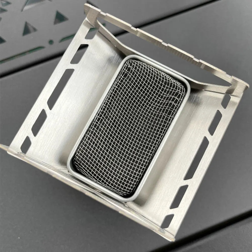Mini-réchaud à bois pliable en inox pour camping