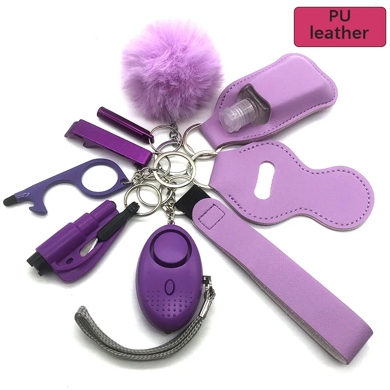 Kit porte-clés de sécurité femme 10 pièces avec dragonne