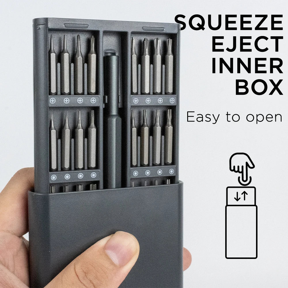 Suli Set de Tournevis de Précision Magnétique 25 en 1 / 63 en 1 – Kit Mini Outils Professionnel pour Réparation Téléphone, PC, Bricolage, avec Embouts Torx, Hex, et Plus - BLACKBEARD OUTDOOR INDUSTRIES