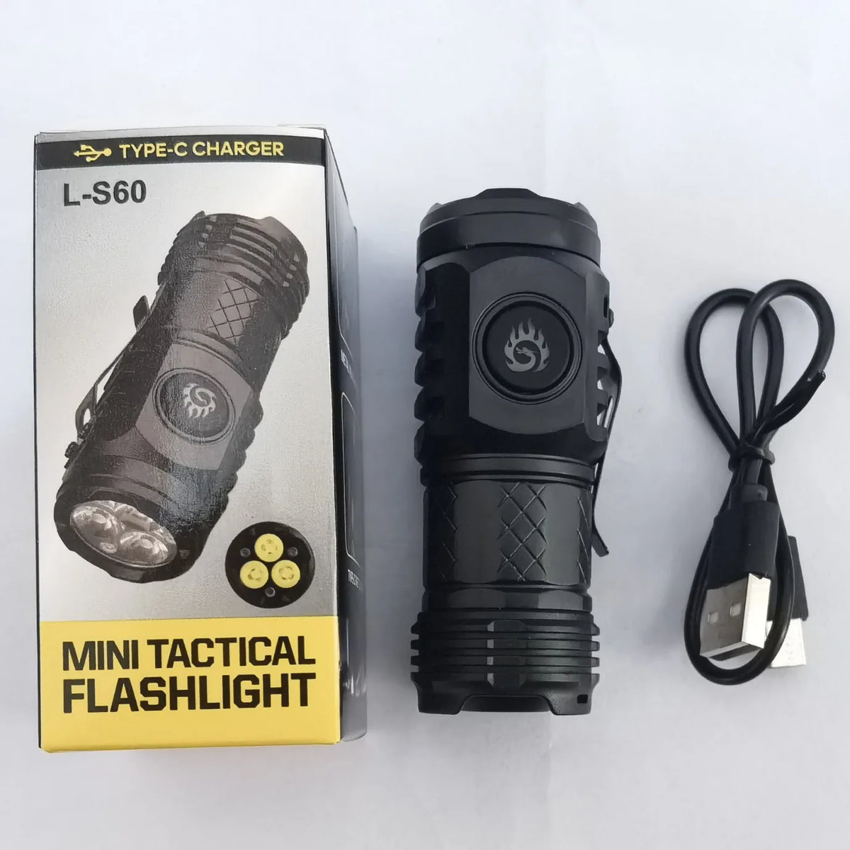 Mini lampe torche tactique rechargeable Type-C, 800 lumens