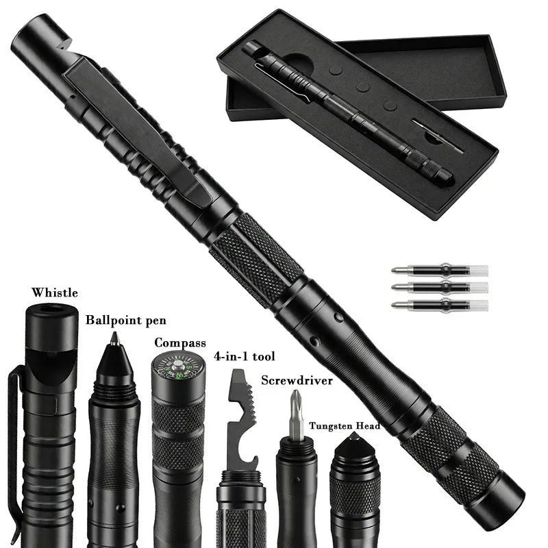 Stylo tactique multifonction avec lampe LED et outils