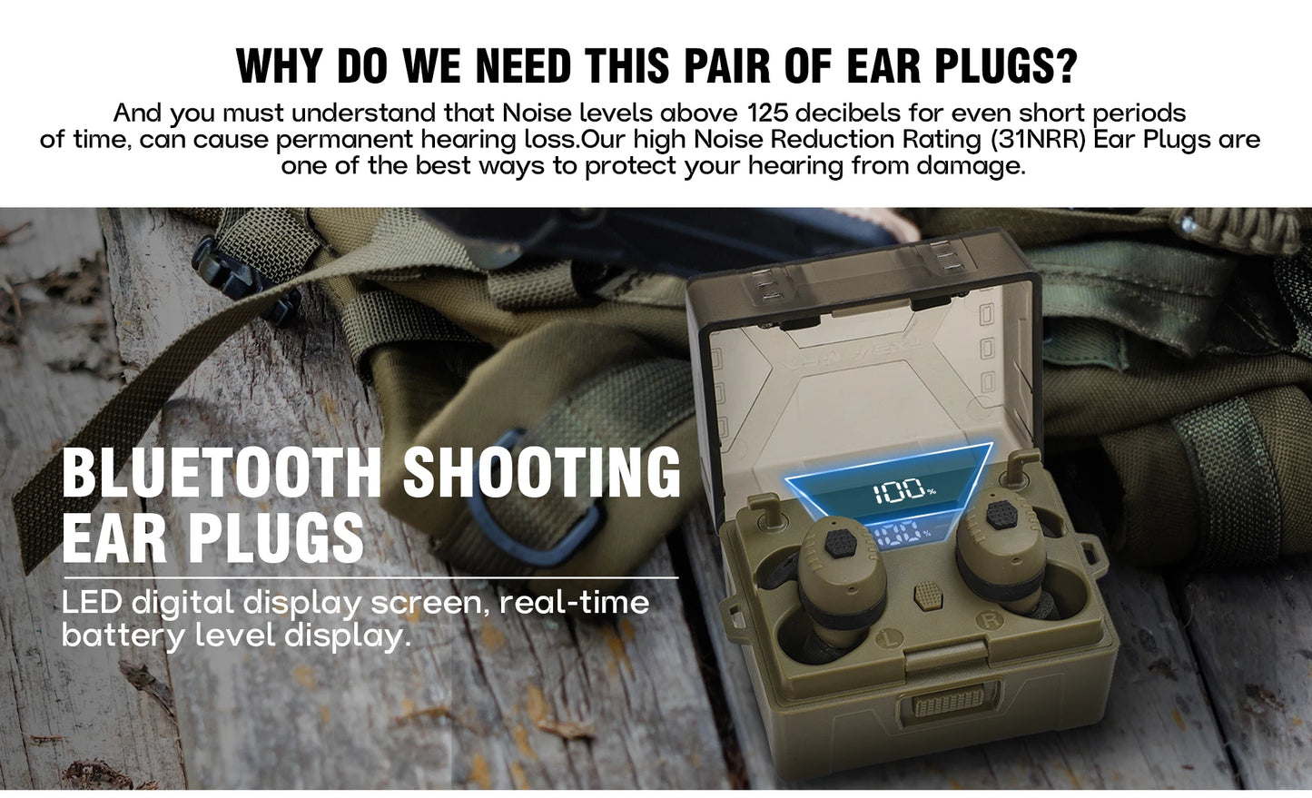 Boules Quies de Tir avec Annulation Active du Bruit (ANC) – Protection Auditive Militaire Bluetooth NRR27dB pour Chasse et Tir - BLACKBEARD OUTDOOR INDUSTRIES