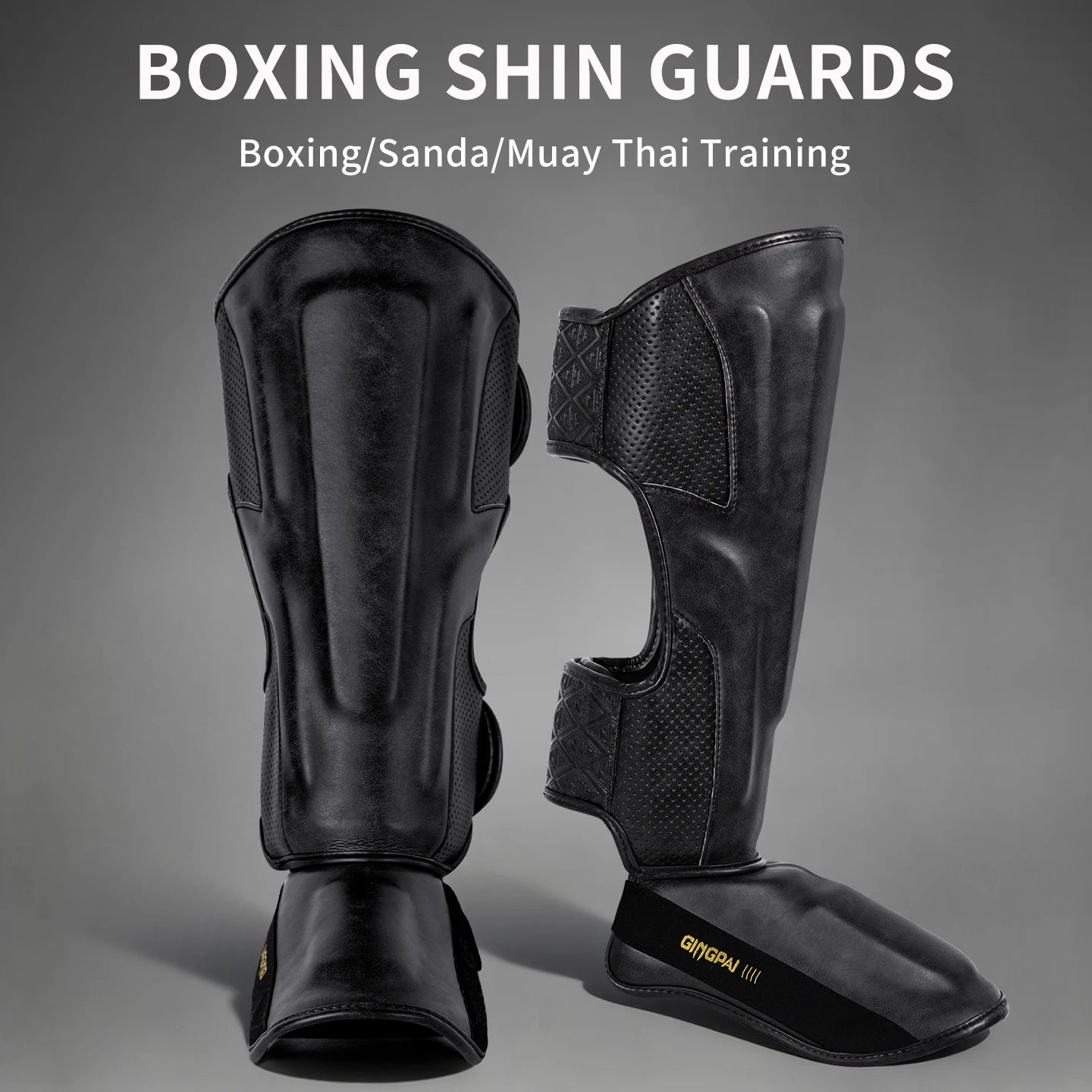 Tibières Professionnelles Cuir PU – Protège-Tibia & Pied Sanda, Muay Thai, Boxe | M à XL | 5 Coloris - BLACKBEARD OUTDOOR INDUSTRIES