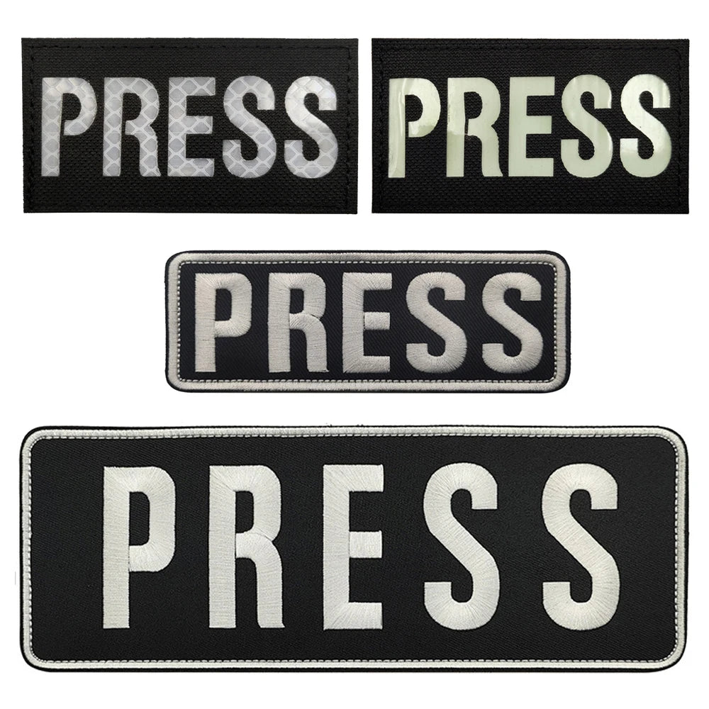 Patch Brassard Brodé PRESS MEDIA INSTRUCTOR – Réfléchissant & Lumineux | Velcro