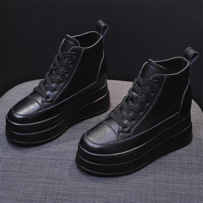 Bottines compensées femme noires à semelle épaisse