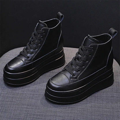Bottines compensées femme noires à semelle épaisse
