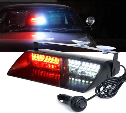 Feux Stroboscopiques LED Police – Barre Lumineuse d'Urgence 16 LED Pare-Brise 12V | 18 Modes Flash - BLACKBEARD OUTDOOR INDUSTRIES