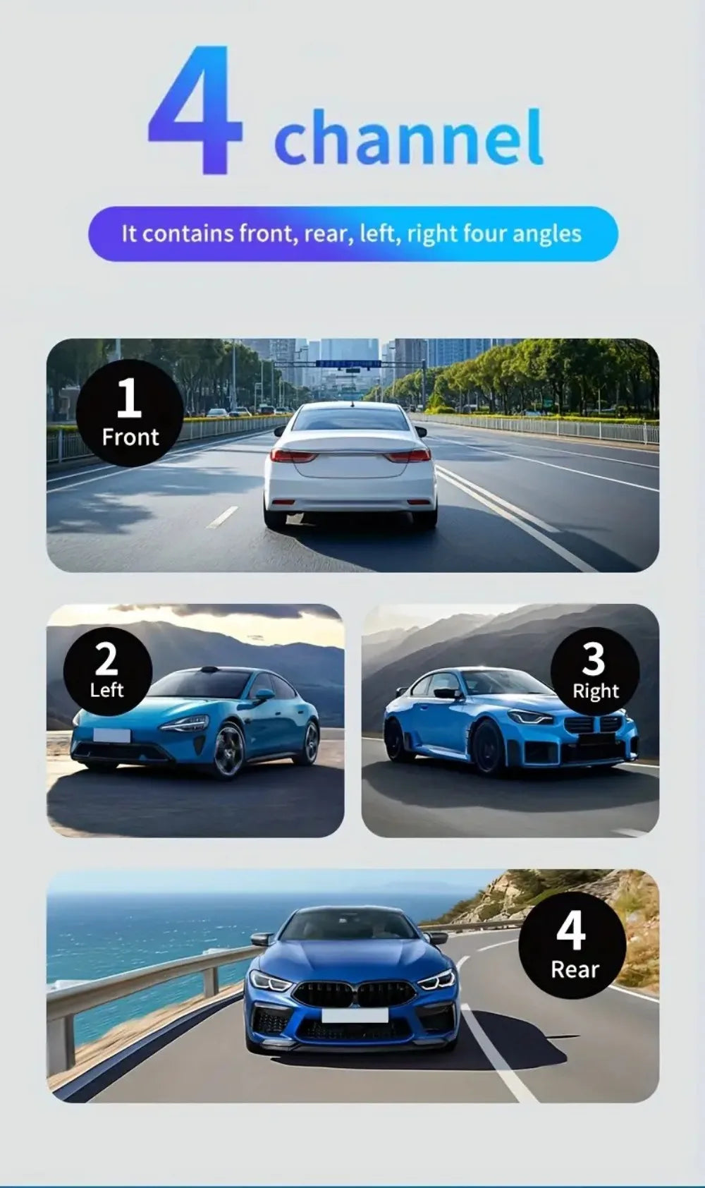 dashcam 4 canaux couverture panoramique à 360°  haute définition 1080P Ma boutique