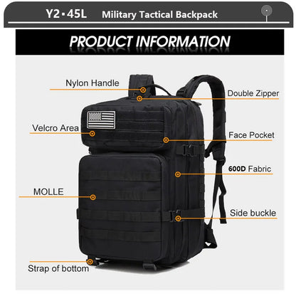 Sac à Dos Tactique 3 Jours – 38/45L | Imperméable, Résistant, Molle | Randonnée, Militaire, Survie - BLACKBEARD OUTDOOR INDUSTRIES