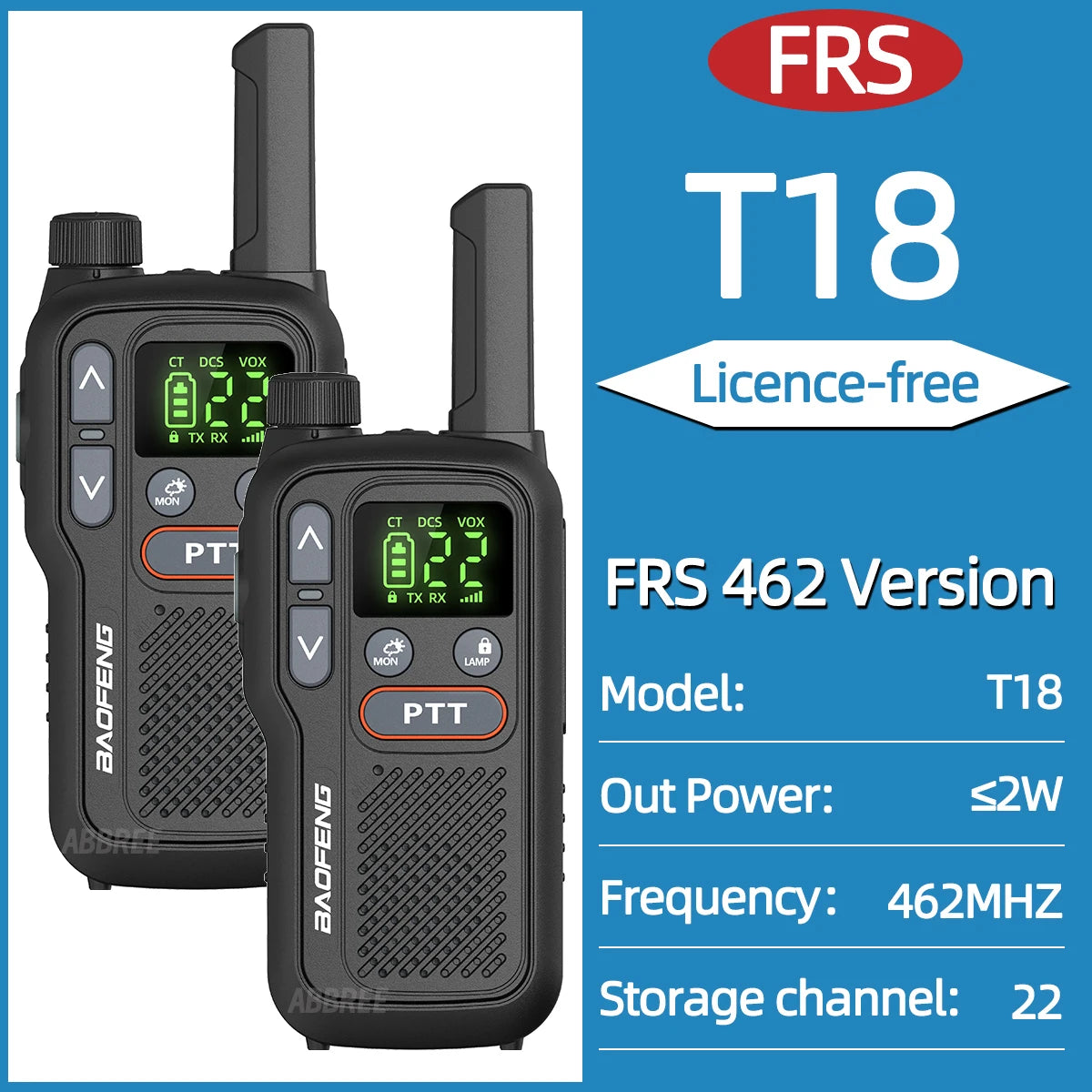 Pack 2 Talkies-Walkies PMR/FRS Sans Licence – Double PTT, VOX, USB-C, Alerte Météo