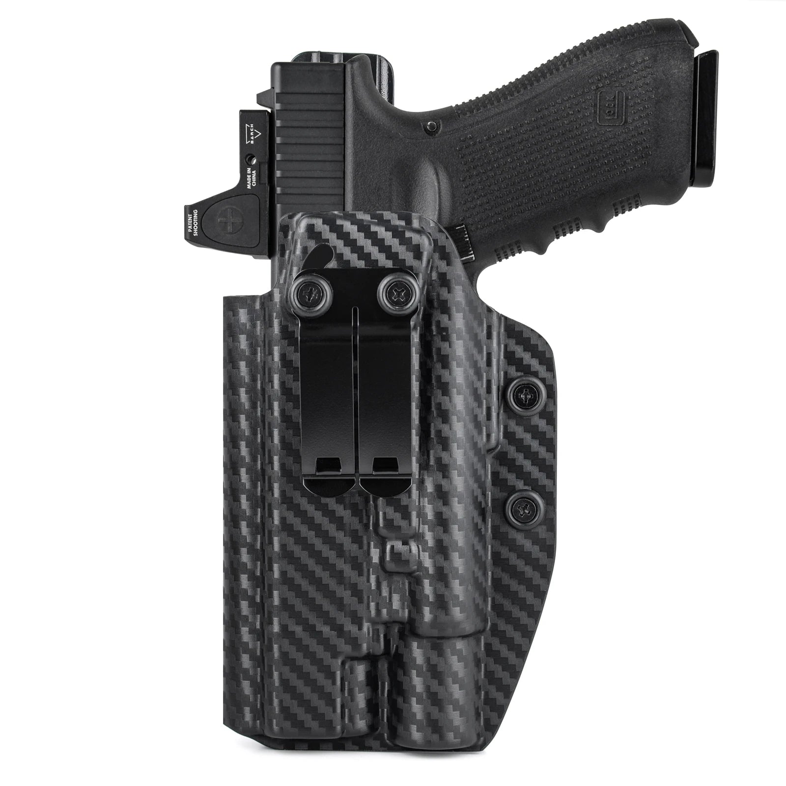 Holster IWB Kydex Glock 19 19X 23 25 32 44 45 + Olight Baldr Pro R – Port Dissimulé Ceinture, Rétention Réglable | Droitier & Gaucher - BLACKBEARD OUTDOOR INDUSTRIES