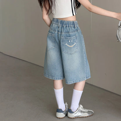 Short en Jean Fille – Style Tendance, Longueur Genou, 7-13 Ans