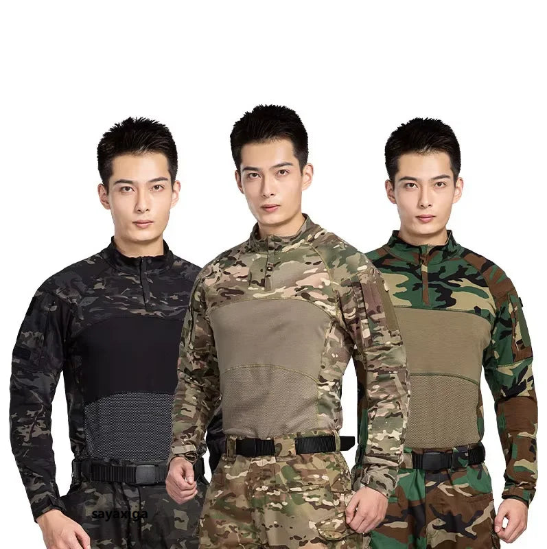 Chemise Tactique Camouflage Homme – Respirante Anti-Égratignures Manches Longues