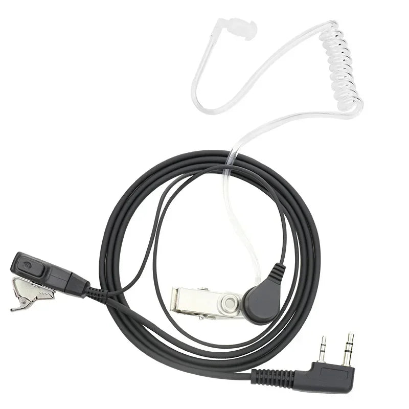 Oreillette Tactique 2 Pin PTT avec Tube Acoustique – Compatible Kenwood, Baofeng UV-5R, BF-888S
