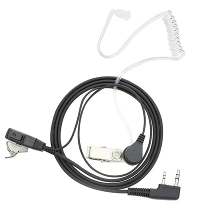 Oreillette Tactique 2 Pin PTT avec Tube Acoustique – Compatible Kenwood, Baofeng UV-5R, BF-888S
