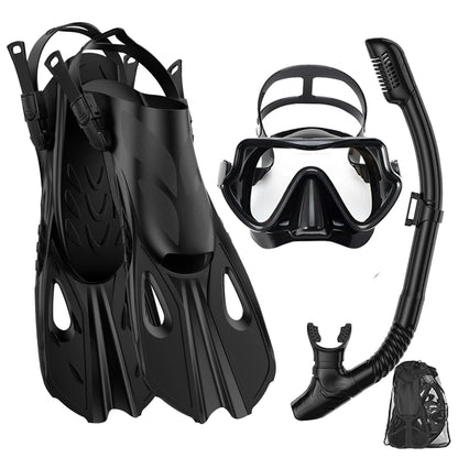 Set de Snorkeling 3-en-1 JoyMaySun – Masque Panoramique, Tuba Dry Top, Palmes Courtes et Sac de Transport - BLACKBEARD OUTDOOR INDUSTRIES