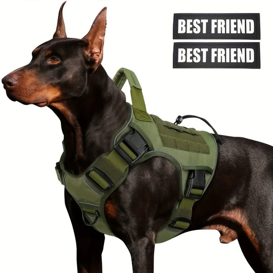 Gilet Harnais Grand Chien Réfléchissant – Vest K9 Ajustable avec Poignée