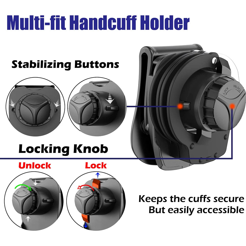 Étui Universel pour Menottes avec Ouverture Supérieure – Verrouillage Sécurisé et Clip Réglable à 60° pour Ceinture de 2 pouces - BLACKBEARD OUTDOOR INDUSTRIES