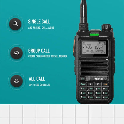 Radio Talkie-Walkie Numérique Radtel RT-4D – DMR/Analogique Dual Mode, IP68, 1024 Canaux, Portée 5 km, VHF/UHF, Chiffrement AES-256
