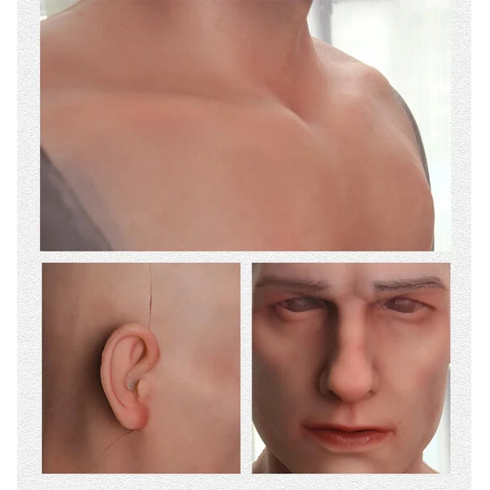 Masque visage masculin ultra-réaliste en silicone