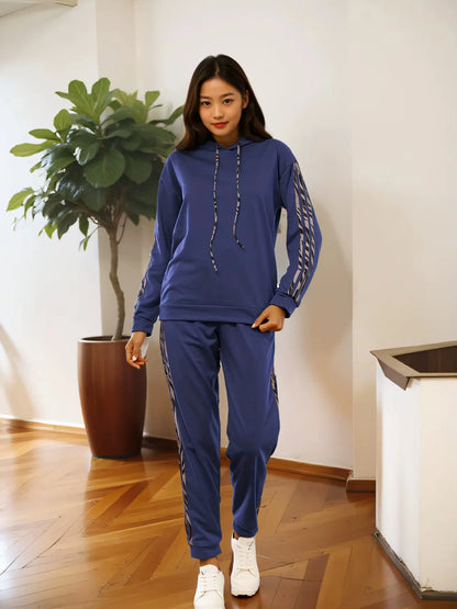 Ensemble Survêtement 2 Pièces Femme – Sweatshirt à Capuche et Pantalon à Cordon Casual