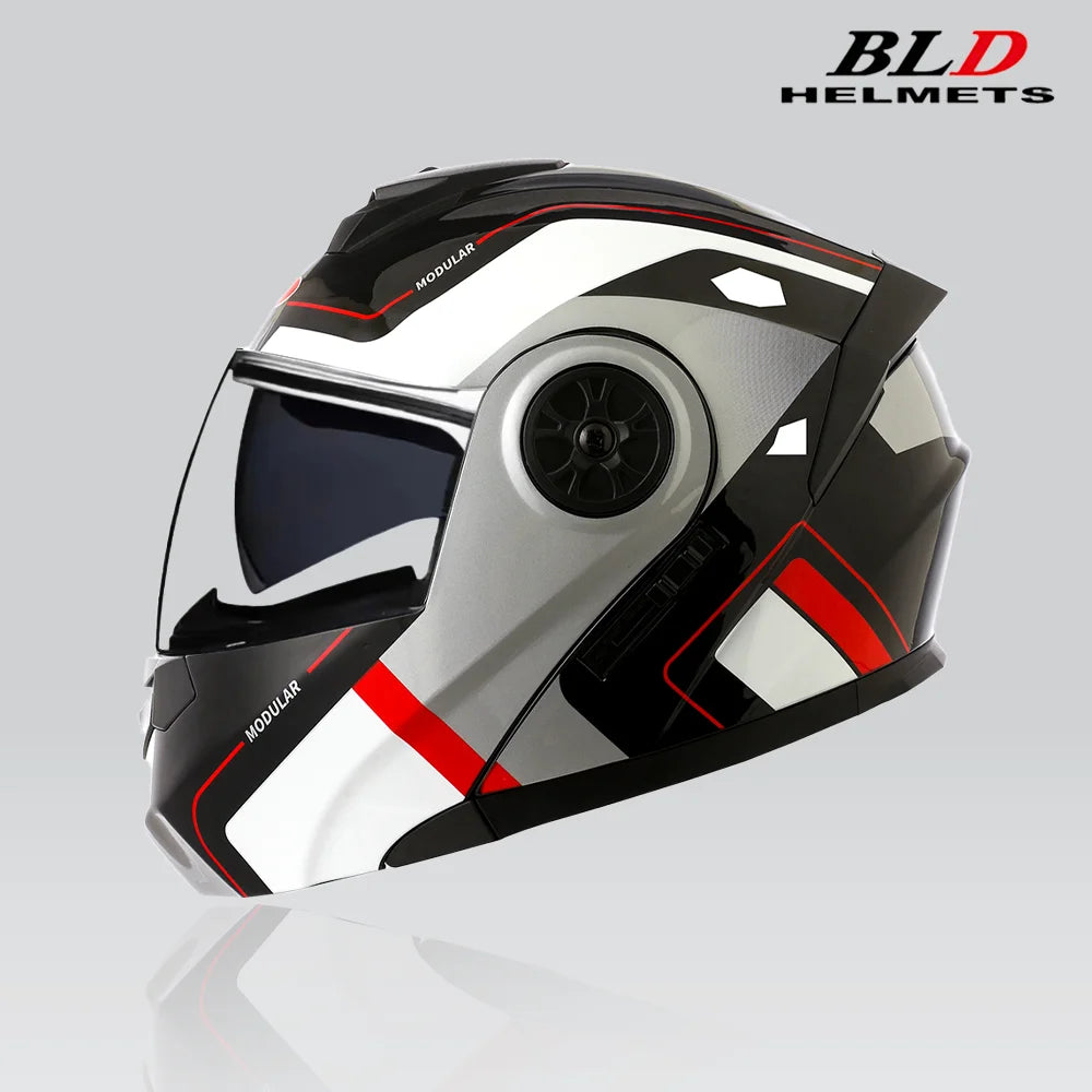 Casque Moto Modulable Flip-Up BLD – Double Visière – ABS Certifié DOT – Unisexe – M à XL