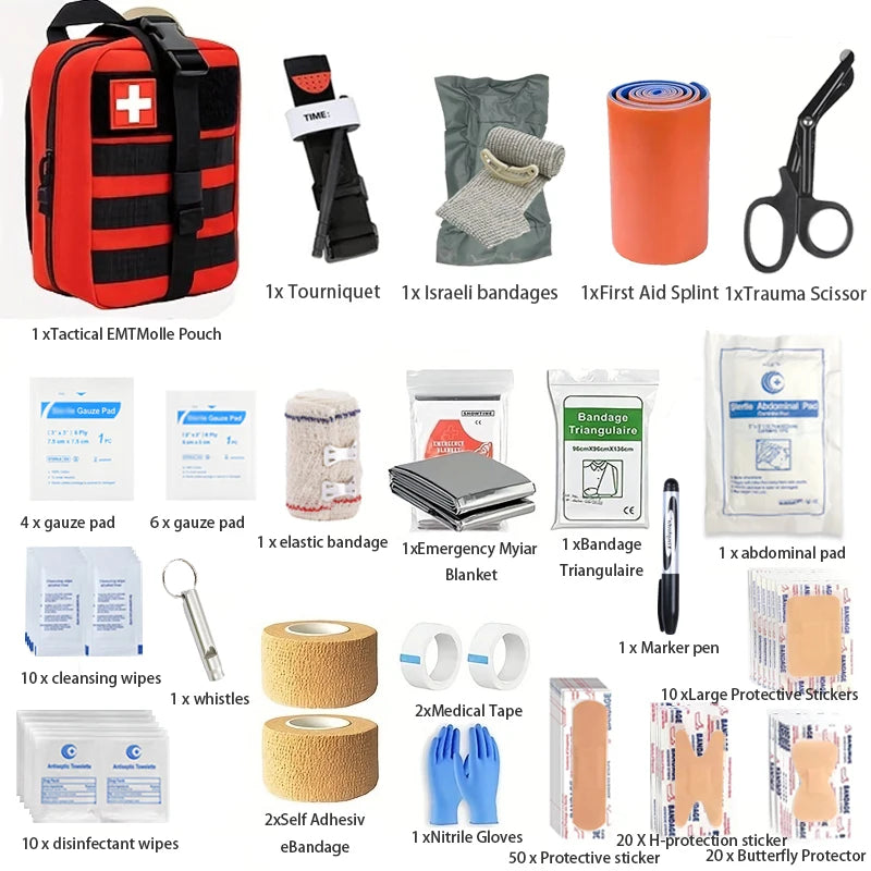 Kit de premiers secours tactique, noir ou rouge