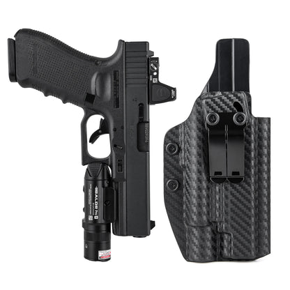 Holster IWB Kydex Glock 19 19X 23 25 32 44 45 + Olight Baldr Pro R – Port Dissimulé Ceinture, Rétention Réglable | Droitier & Gaucher - BLACKBEARD OUTDOOR INDUSTRIES