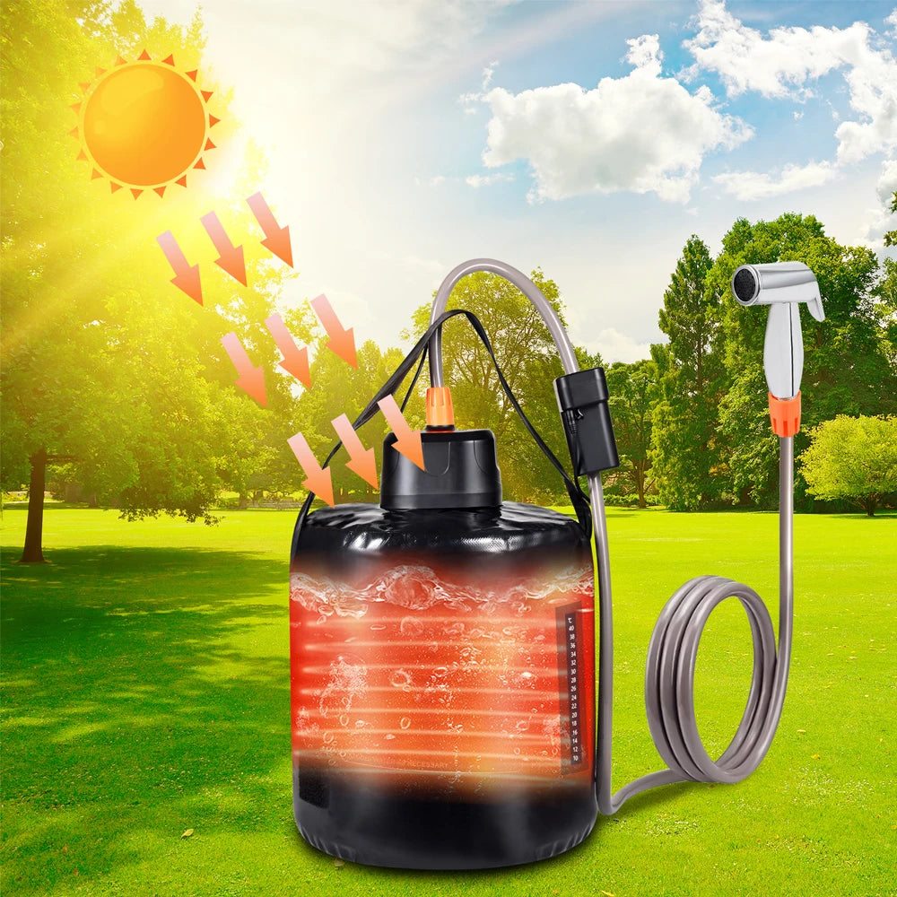 Douche de camping rechargeable USB-C – Kit avec poche d’eau 20 L