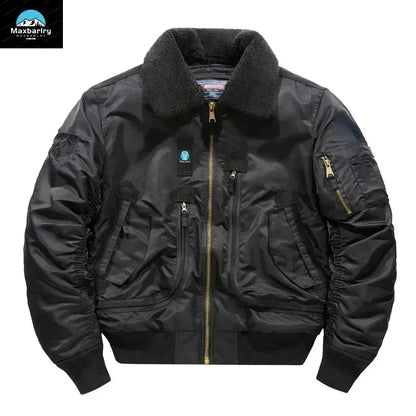Veste Bomber Homme MA-1 Hiver – Col Fourrure | Veste Militaire Fonctionnelle avec Grandes Poches – Style Chasseur & Avion - BLACKBEARD OUTDOOR INDUSTRIES