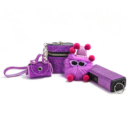 Porte-clés de défense femme 4 pièces, avec shocker électrique