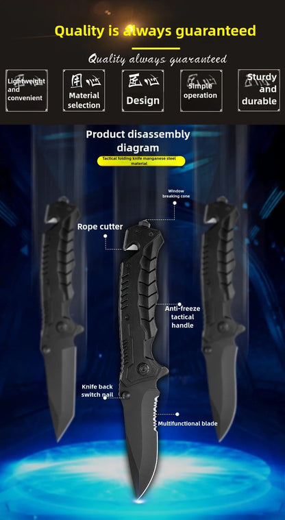 Multi functional outdoor camping knife with safety lock, foldable blade and sharp pocket tactical knife, suitable for fishing BLACKBEARD OUTDOOR INDUSTRIES