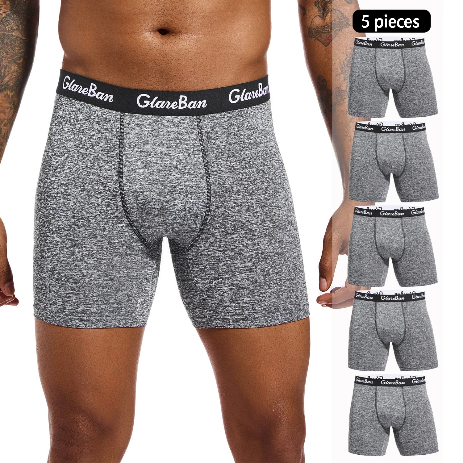 Lot de 5 Boxers Noirs Homme – Confort Mi-Long, Respirant & Moderne - BLACKBEARD OUTDOOR INDUSTRIES