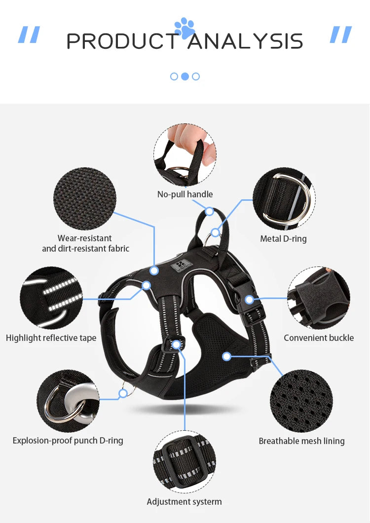 Harnais Anti-Traction Réfléchissant et Rembourré pour Chien – Ajustable pour Petits, Moyens et Grands Chiens Ma boutique