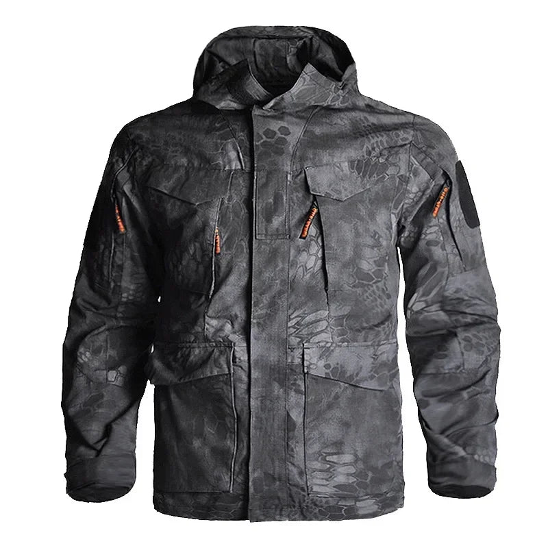 Veste Tactique Camouflage Homme – Coupe-Vent Multi-Poches à Capuche
