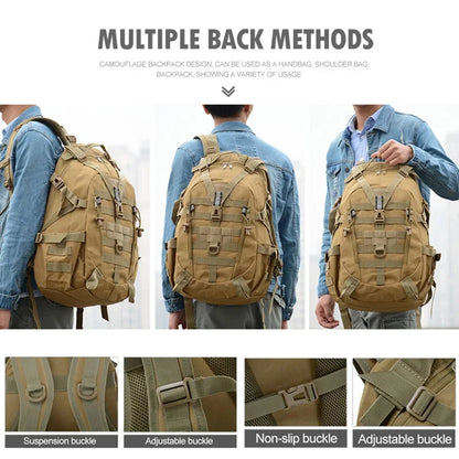 Sac à Dos Tactique 30-40L Homme – Compatible MOLLE, Camouflage, Camping & Randonnée