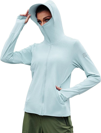 Veste Cyclisme Femme UPF 50+ – Hoodie Anti-UV Manches Longues avec Poches | TRVLWEGO