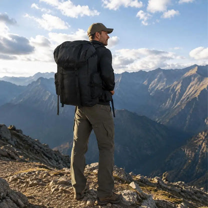 Sac à dos militaire 65 L noir, grande capacité