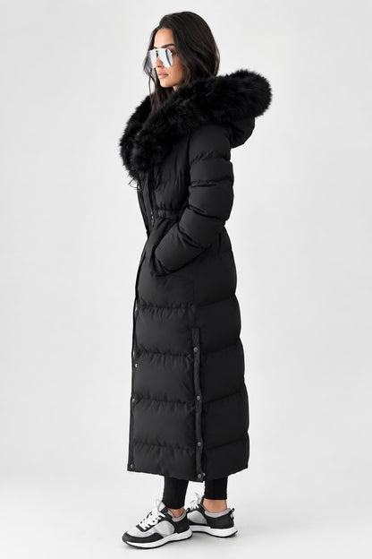 Manteau d’hiver femme à capuche et taille ajustable
