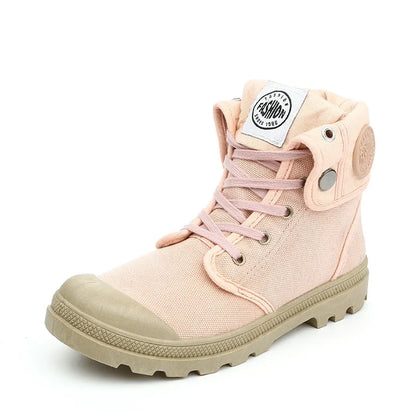 Chaussures Montantes Toile Femme Style Palladium – Respirantes Casual