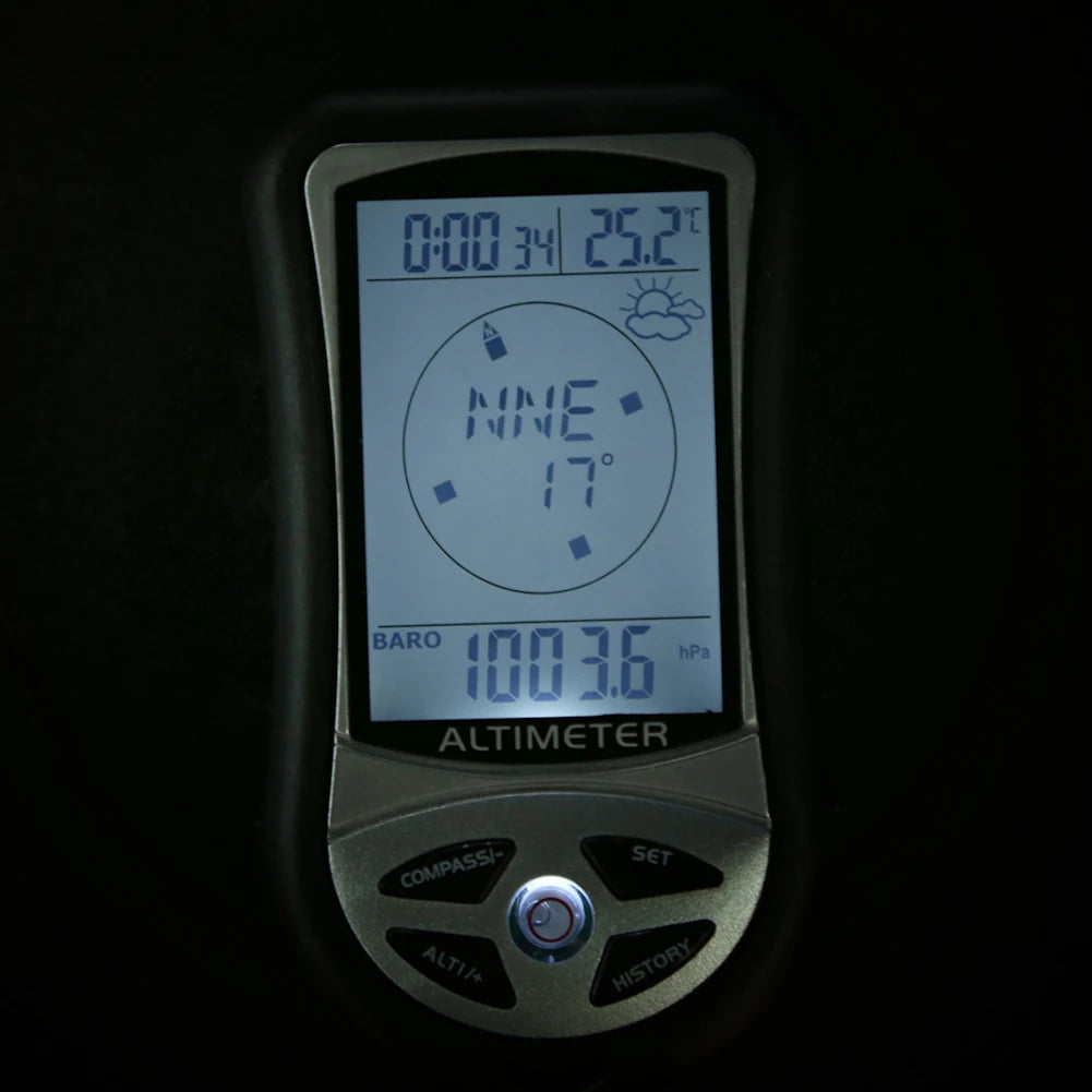 Compteur Numérique LCD Multifonction - Altimètre, Baromètre, Thermomètre, Boussole et Prévisions Météo - BLACKBEARD OUTDOOR INDUSTRIES